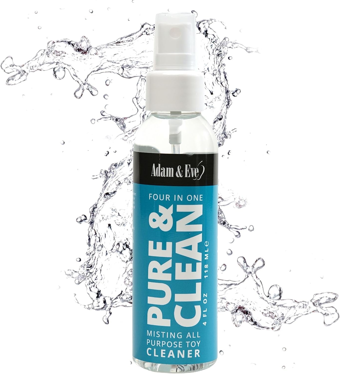 Sex Toy Cleaner, 4 in 1 Pure and Clean Misting Spray, Fast Acting Misting Spray for Adult Toys, Vibrators, Dildos, Fresh Scent, Water Based Formula Perfect for Gifting, No Residue, 4 Oz