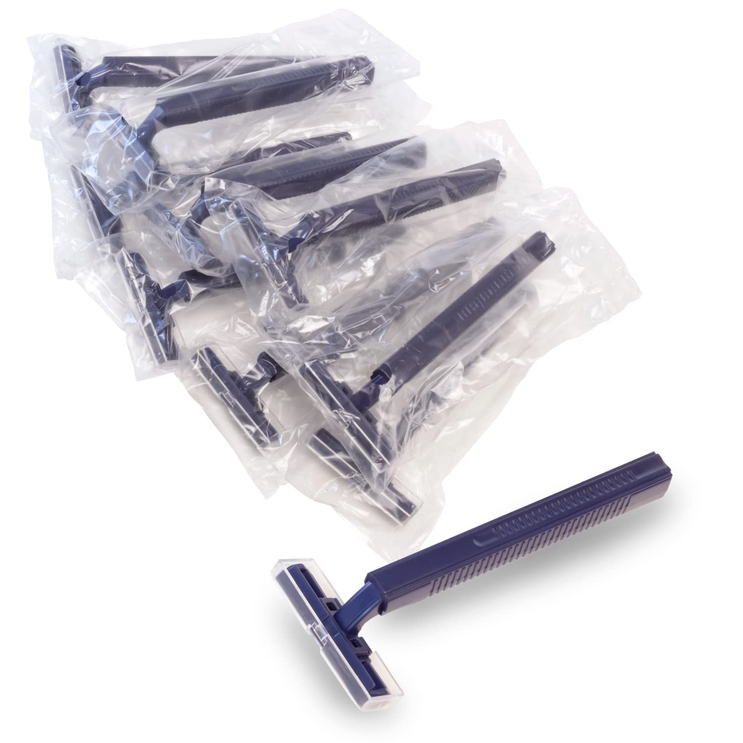 (144 Pack) Individually Wrapped Twin Blade Razors with Clear Safety Cap, Disposable, Bulk Packed, Sold by the Case. Unisex.