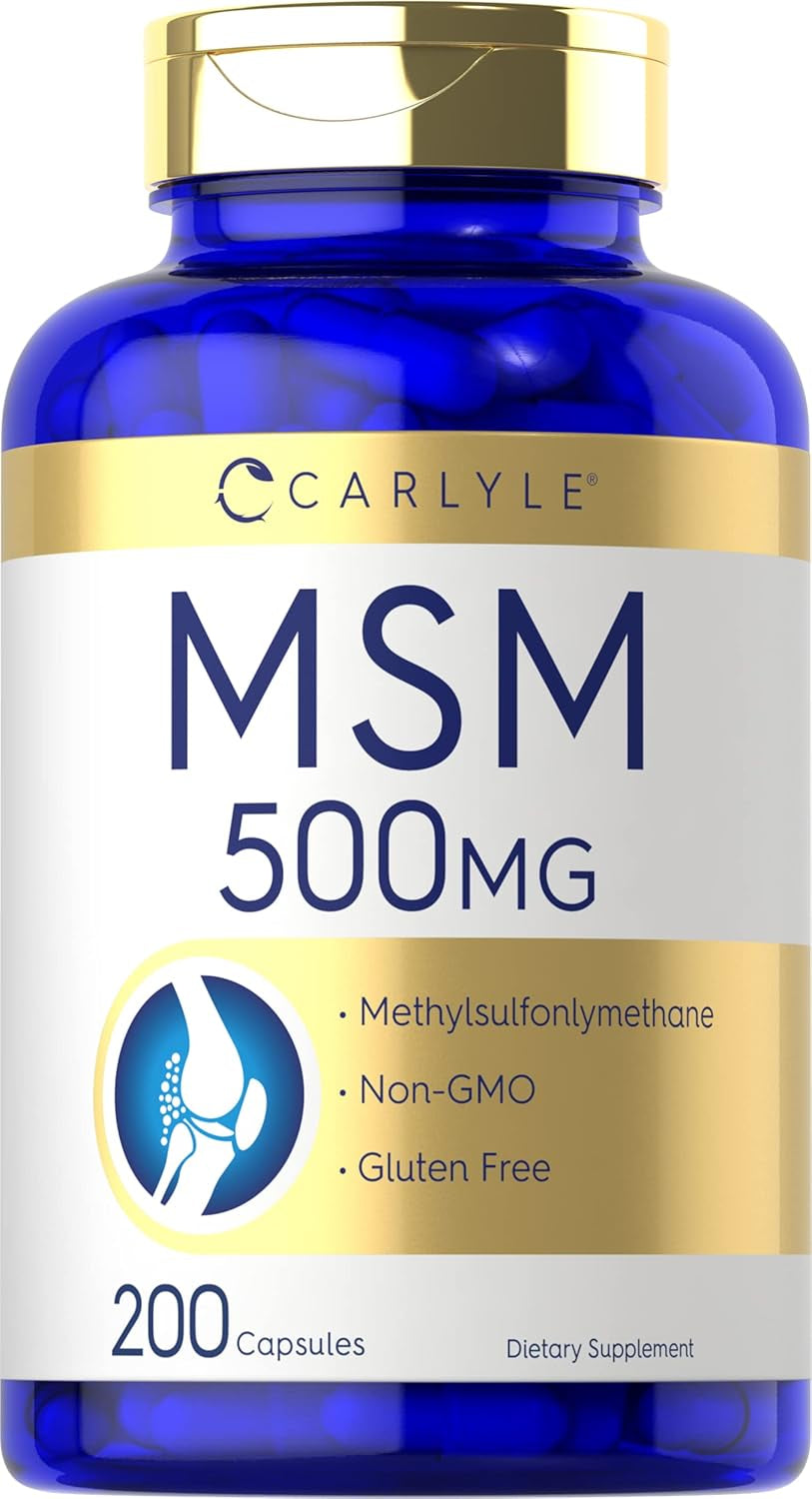 MSM Supplement Capsules | 500Mg | 200 Count | Non-Gmo & Gluten Free Formula | Methylsulfonylmethane