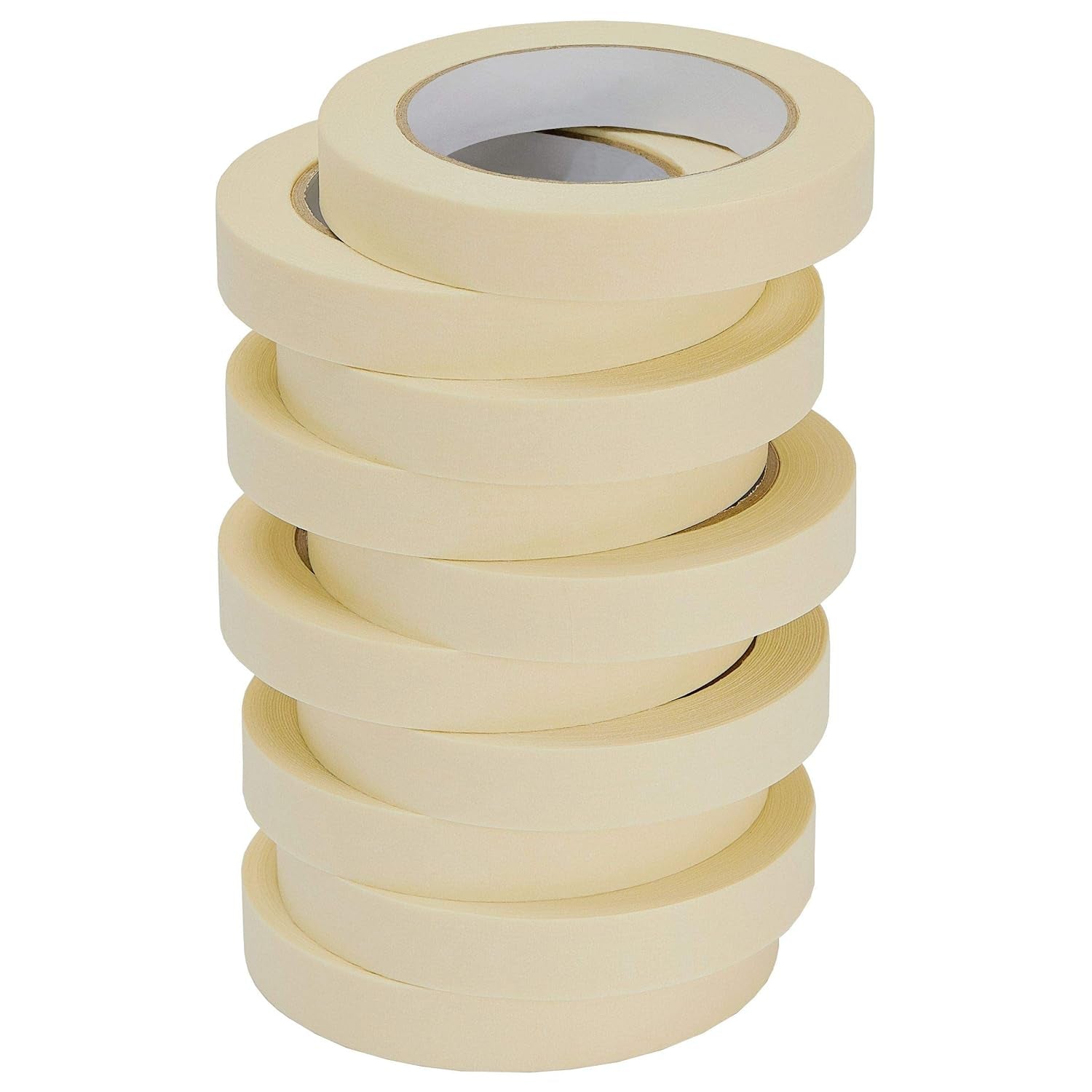 Masking Tape 10 Pack General Purpose Beige White Color, 0.75 Inch X 55 Yards X 10 Rolls (550 Total Yards), for Painting, Home, Office, School Stationery, Arts, Crafts Etc. (3004)