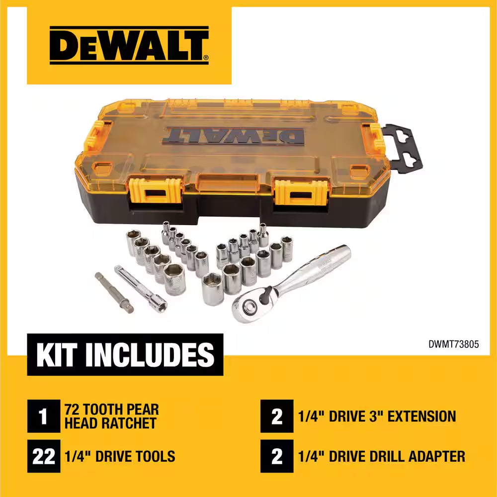 1/4 In. Drive SAE and Metric Ratchet and Socket Set (25-Piece)
