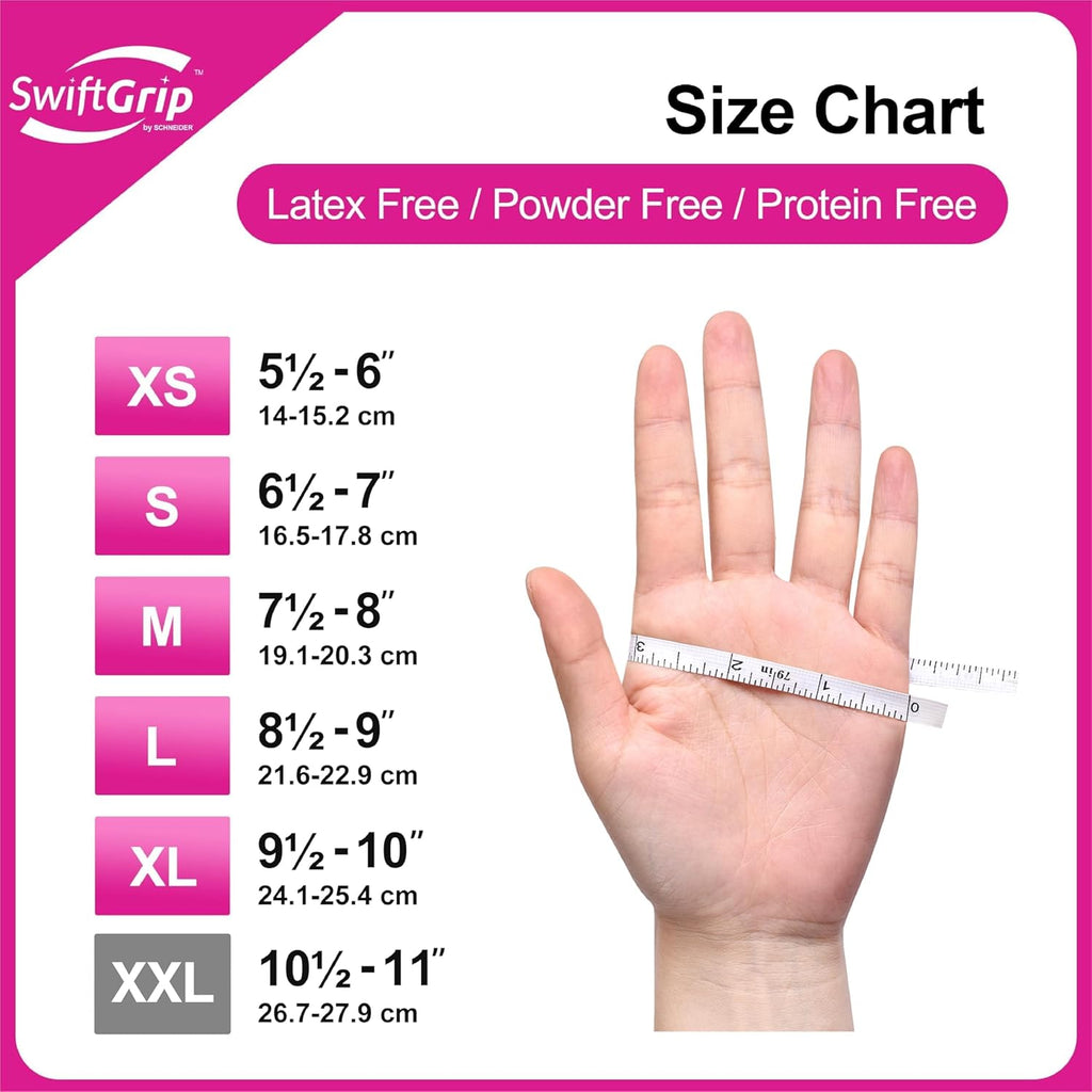 Powder-Free Nitrile Gloves, 3-Mil, Disposable Nitrile Gloves, Latex-Free, Powder-Free - Pink/Fuchsia