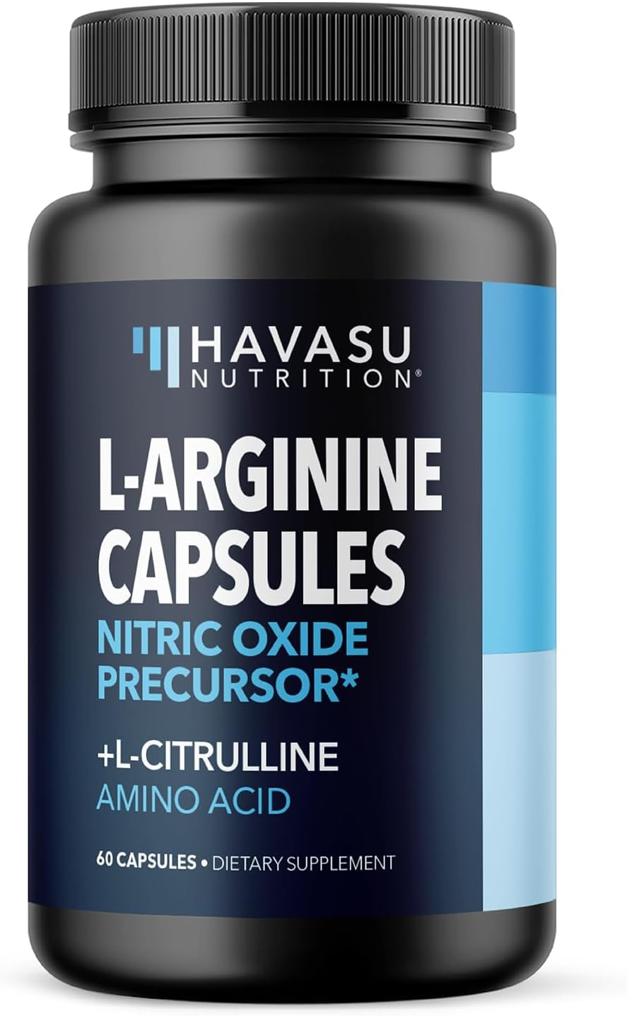 L-Arginine Capsules with L-Citrulline - Nitric Oxide Supplement - L Arginine and L Citrulline Blend - 60 Count - Vegan, Non-Gmo Capsules for Performance, Endurance and Muscle Support - 1 Month Supply