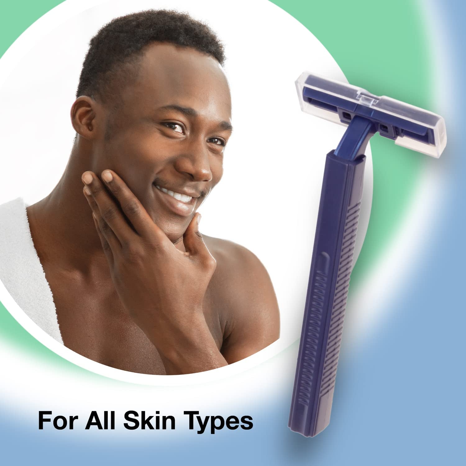 (144 Pack) Individually Wrapped Twin Blade Razors with Clear Safety Cap, Disposable, Bulk Packed, Sold by the Case. Unisex.