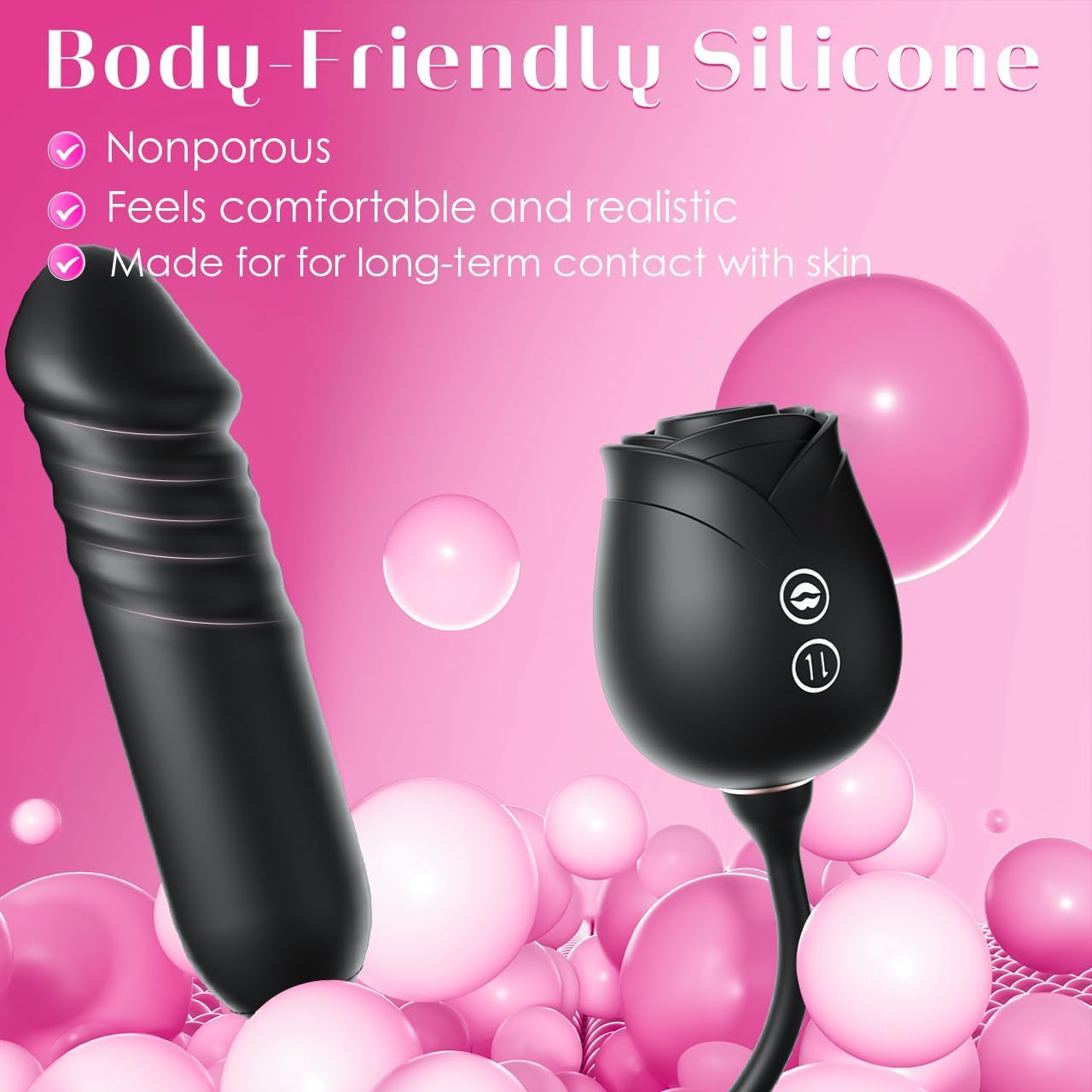 Dildo Vibrator Women Sex Toys -  APP Control Rose Sucking Vibrater & Vibrating & Thrusting Dildos for Clit Nipple G Spot Anal Stimulation, 10 Modes Tongue Sucker Adult Toy for Couples Games