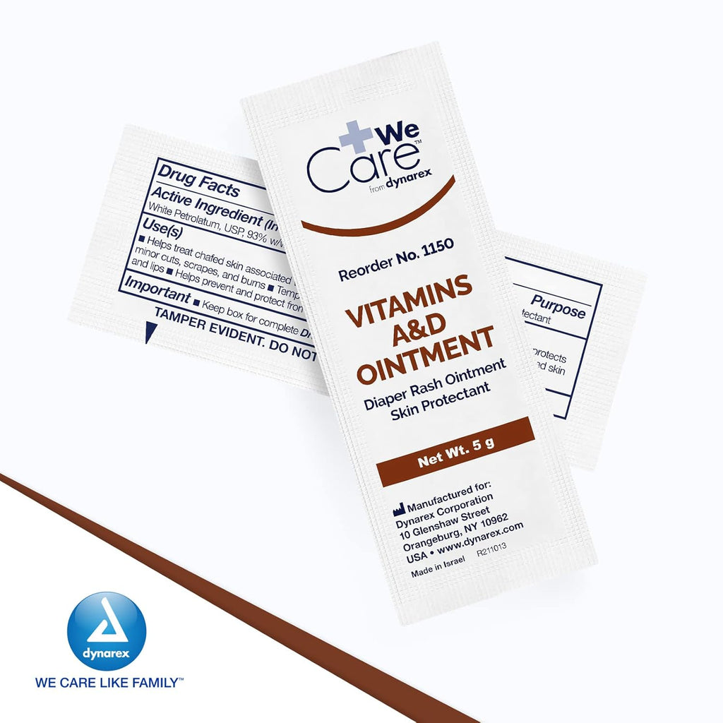 Vitamins a & D Ointment, Ointment with Vitamin a and Vitamin D Skin Protectant, for Diaper Rash and Discomfort, White, 1 Box of 144-5G Packets