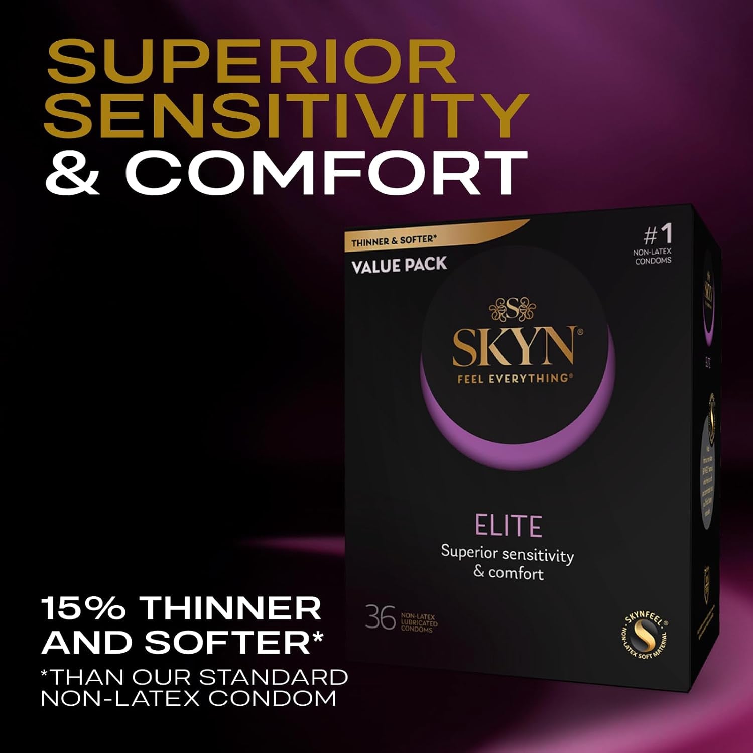 Elite – 36 Count – Ultra-Thin, Lubricated Latex-Free Condoms