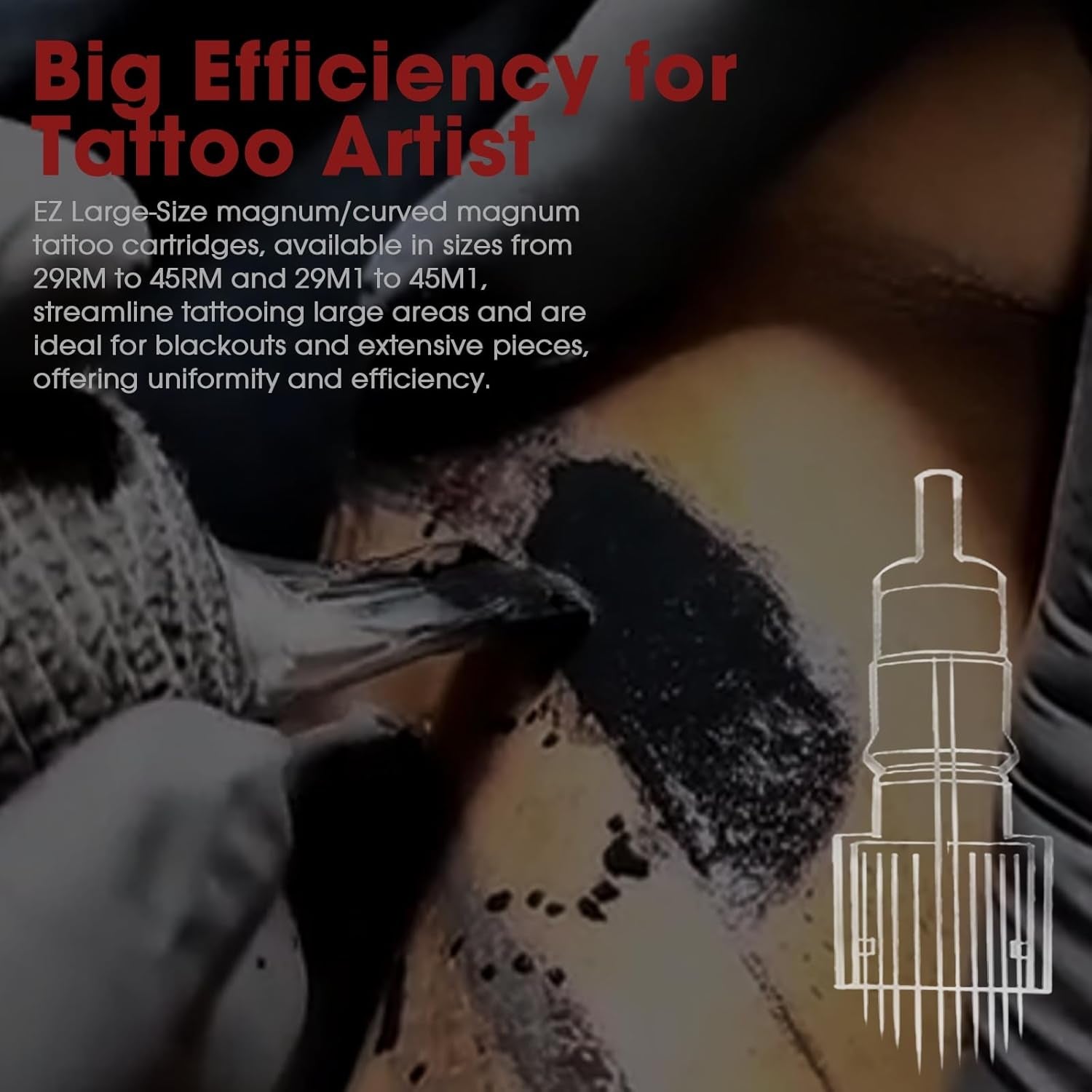 EZ EPIC Tattoo Cartridge Needles - 8Pcs #12 (29RM) Standard Curved Magnum for Tattooing Rotary Tattoo Pen Machine Supply round Magnum - Revolution