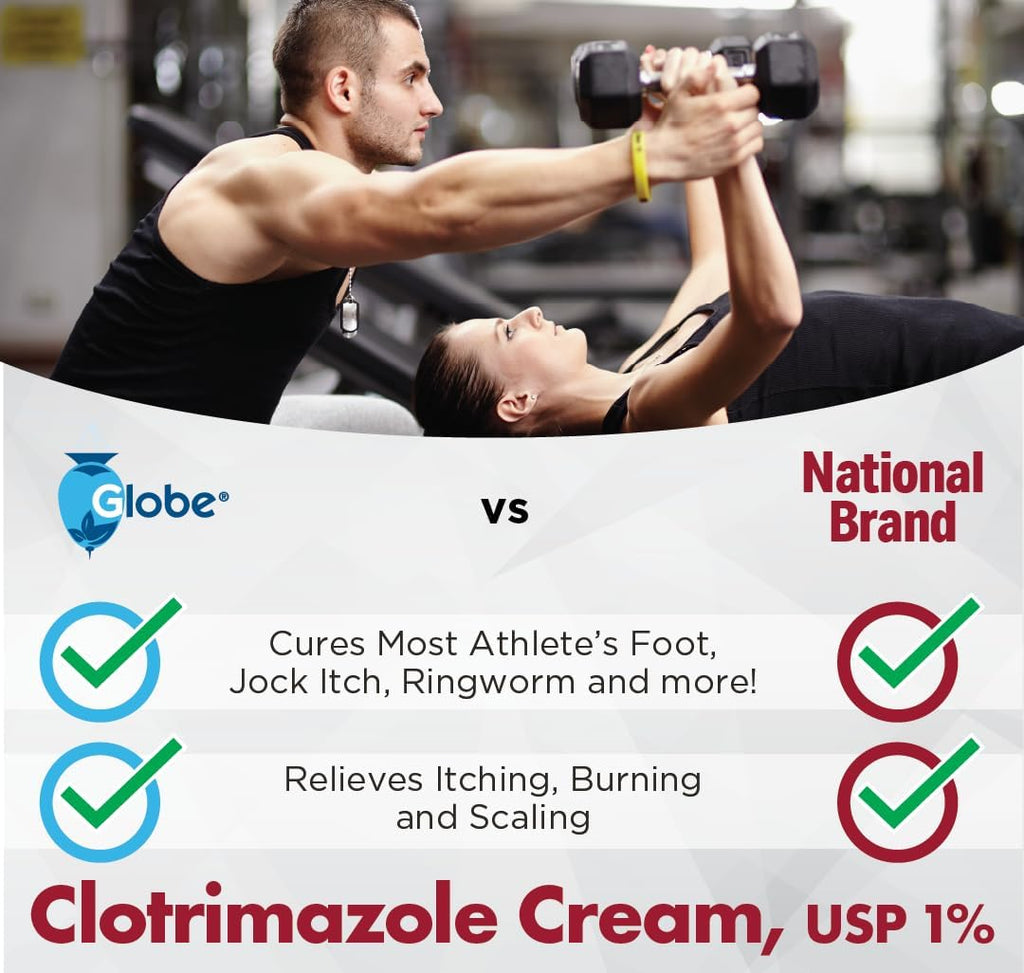 (5 Pack)  Clotrimazole Antifungal Cream 1% (1 Oz) Relieves the Itching, Burning, Cracking and Scaling Associated with Fungal Infections, Compare to the Name Brand Active Ingredient