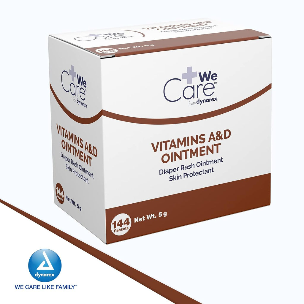 Vitamins a & D Ointment, Ointment with Vitamin a and Vitamin D Skin Protectant, for Diaper Rash and Discomfort, White, 1 Box of 144-5G Packets