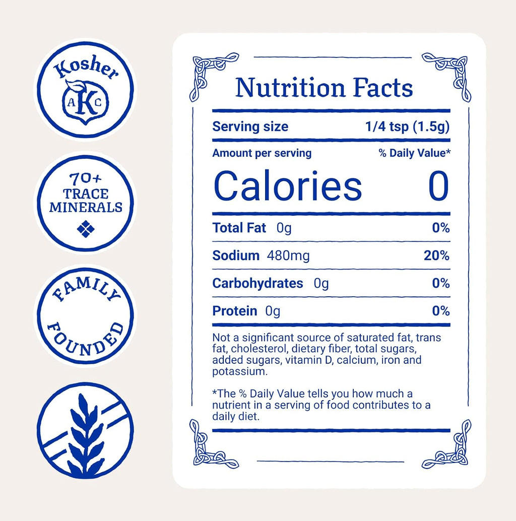 , Light Grey Mineral Sea Salt, 1 Pound Resealable Bag Unrefined, Hand-Harvested, Vital Minerals, Family Founded since 1976