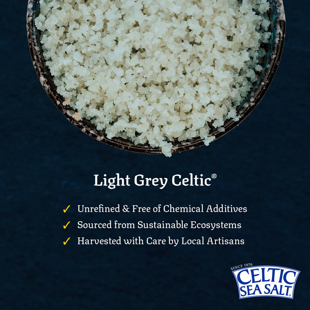 , Light Grey Mineral Sea Salt, 1 Pound Resealable Bag Unrefined, Hand-Harvested, Vital Minerals, Family Founded since 1976