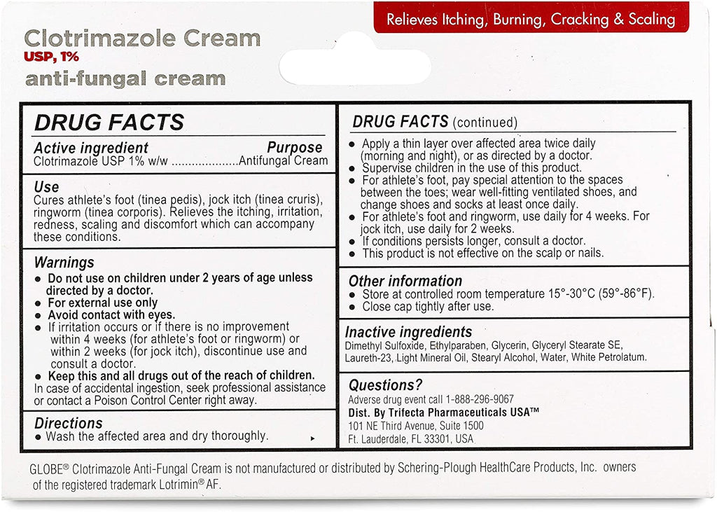 (5 Pack)  Clotrimazole Antifungal Cream 1% (1 Oz) Relieves the Itching, Burning, Cracking and Scaling Associated with Fungal Infections, Compare to the Name Brand Active Ingredient