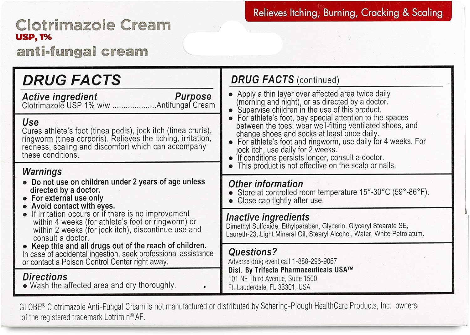 (5 Pack)  Clotrimazole Antifungal Cream 1% (1 Oz) Relieves the Itching, Burning, Cracking and Scaling Associated with Fungal Infections, Compare to the Name Brand Active Ingredient