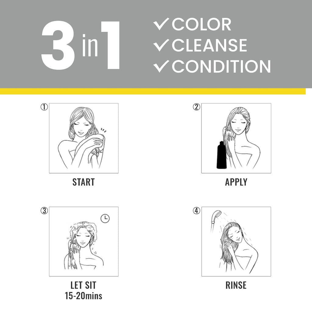 Black Hair Dye Shampoo 3 in 1 for Gray Hair, Hair Color Shampoo for Women Men Grey Hair Coverage, Herbal Ingredients Champu Con Tinte Para Canas 500Ml (Black).