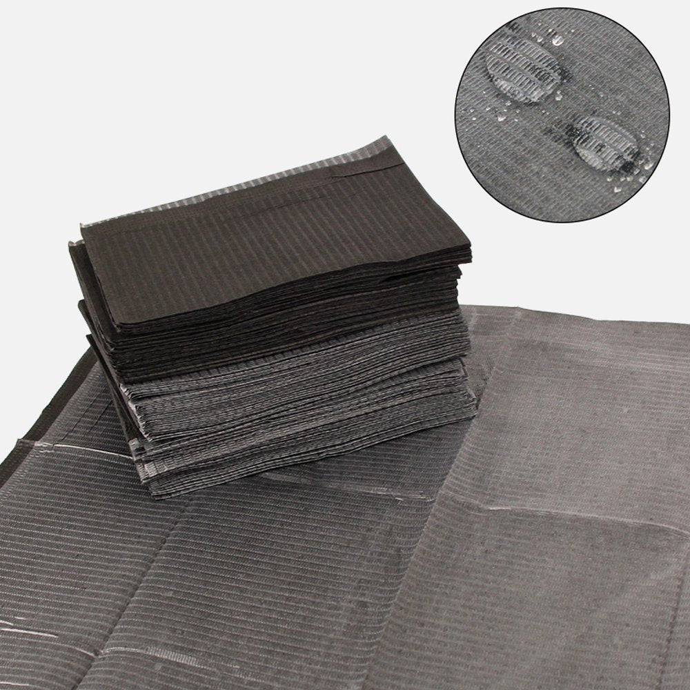 Disposable Dental Bibs Sheets Cloths, Tattoo Table Covers Clean Pad,Underpad Hygiene Personal Tattoo Bib Waterproof Tattoo Tablecloth Tattoo Supply Sheet, 125Pcs13 X 17" (Black) (125 Pcs)