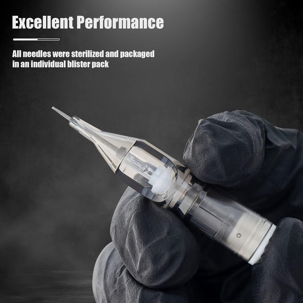 EZ Tattoo Cartridge Needles - 20Pcs #12 (5RL) Standard round Liner Disposable Tattoo Needles Cartridges for Rotary Tattoo Machine Pen Gun - Revolution