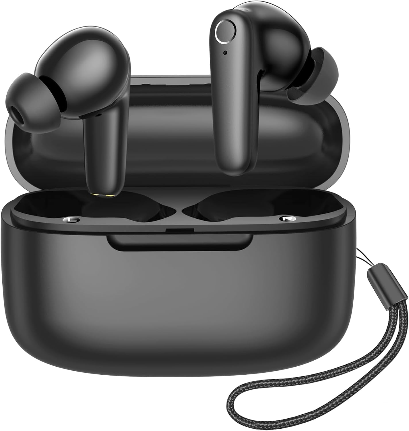Wireless Ear Buds Bluetooth 5.4 Headphones 60H Playtime Deep Bass Stereo Earbuds with Mic Comfort Lightweight in Ear Earphones for Workout/Running Black